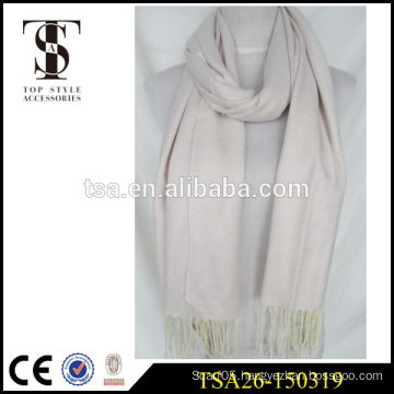 factory price solid color customized knitted acrylic scarf with long fringes